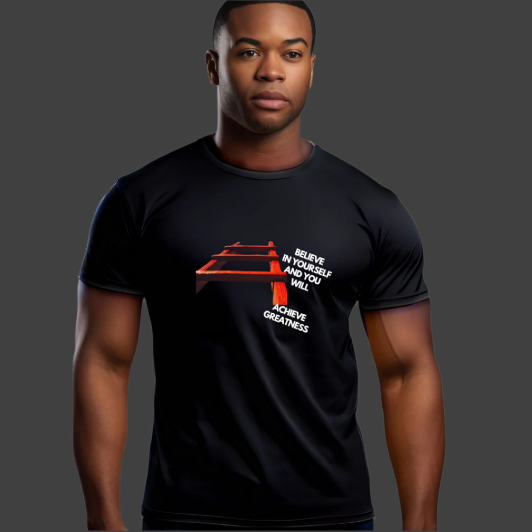 Inspirational Graphic T-Shirt, Believe in Yourself Design, Men's Spring Collection